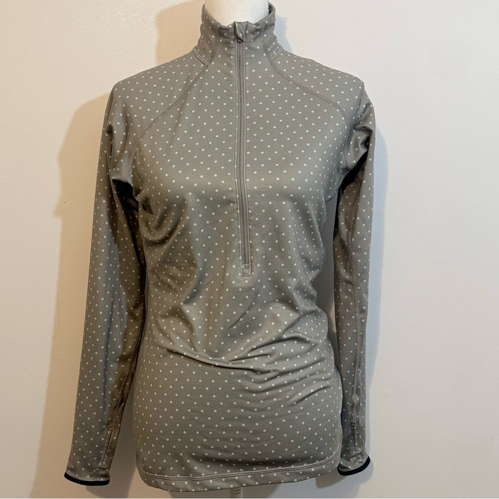Nike Pro Dri-FIT 1/2 Zip Polka Dot Pullover Gray Mint Green Women’s Medium